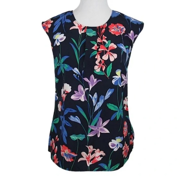 Talbots Tops - Talbots Spring Floral Back Button Down Blouse Navy Blue Multicolor Size 10